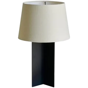 Contemporary "Croisillon" Matte Black Steel and Parchment Lamp
