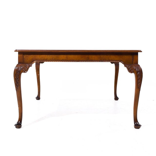 Late 20th Century Baker Furniture Stately Homes Queen Anne Walnut Expanding Dining Table With 2 Leaves For Sale - Image 5 of 8