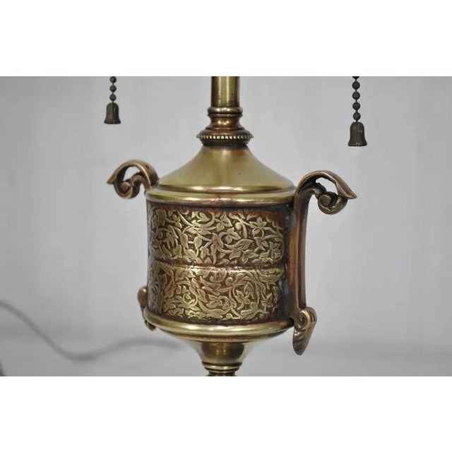 Metal Vintage French Empire Style Small Bronze Urn Form Boudoir Vanity Desk Table Lamp For Sale - Image 7 of 10