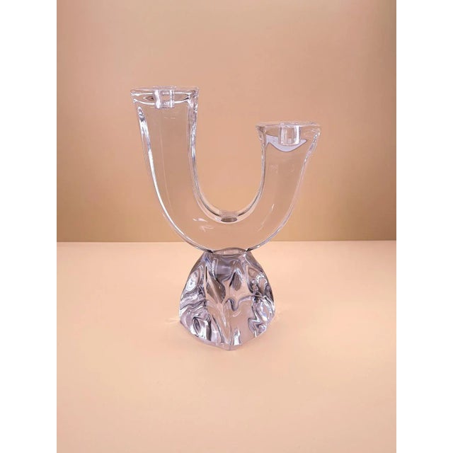 1960s Vintage Crystal Glass Candleholder by Jean Daum for Daum, France, 1960s For Sale - Image 5 of 9