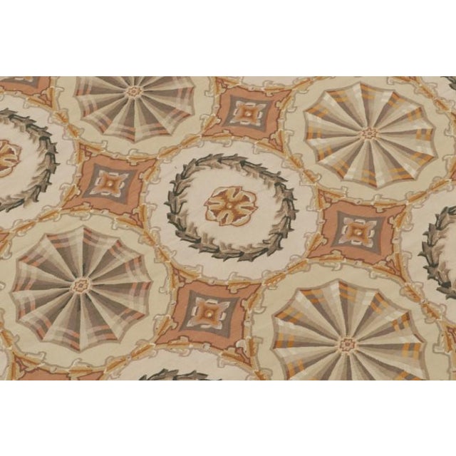 Transitional 1980s Rug & Kilim’s Aubusson Style Flatweave With Medallions and Floral Patterns For Sale - Image 3 of 7