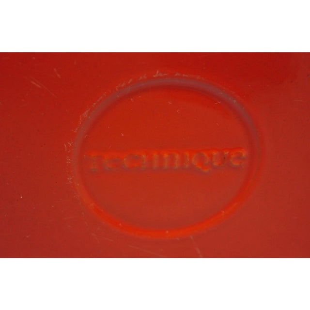 Technique 4 Quart Red Cast Iron Dutch Oven Covered Pot With Tomato Design on Lid For Sale - Image 4 of 13