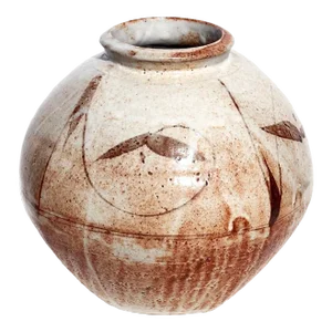 1980s Malcolm Wright Karatsu Style Studio Art Pottery Vase With Brushwork