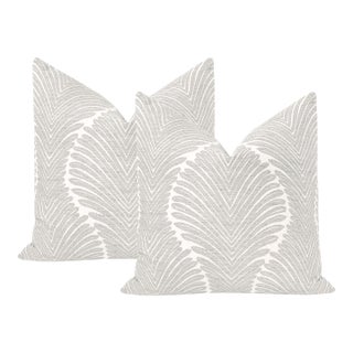 22" Dove Grey Musgrove Chenille Pillows - A Pair For Sale
