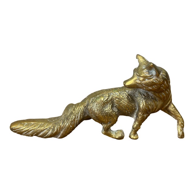 Vintage English Brass Fox For Sale