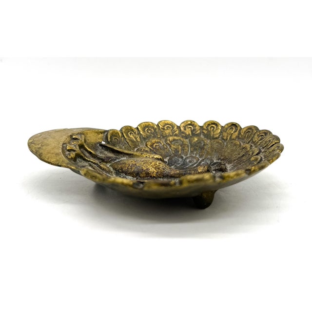 Vintage English Brass Peacock Catchall/ Dish/ Vide Poche — Hollywood Regency / English Traditional For Sale In Houston - Image 6 of 10