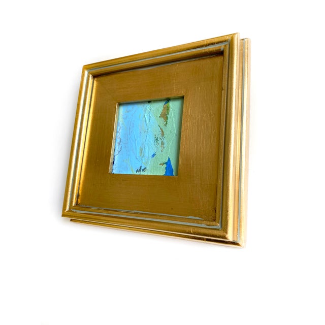 Wood Curated Set of 3 Framed Mini Paintings in Turquoise and Lavender by Jessalin Beutler For Sale - Image 7 of 7