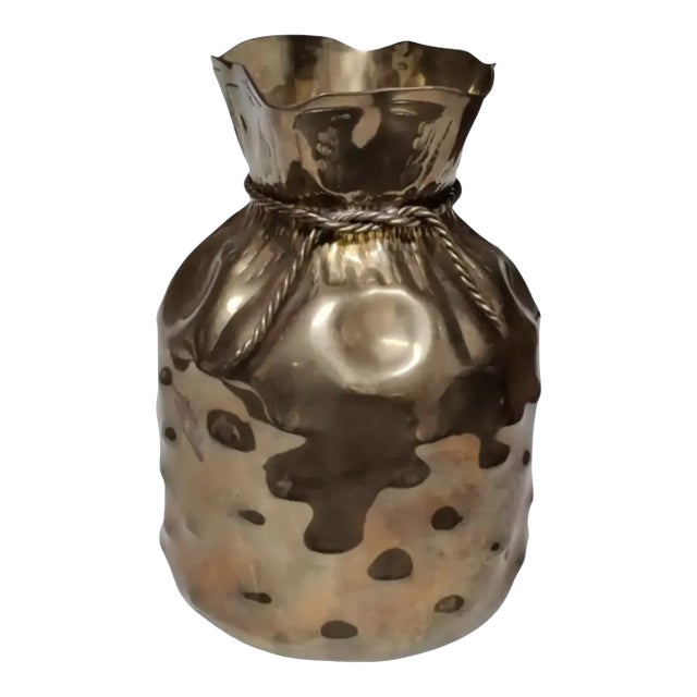Sarreid Ltd. Brass Money Sack Cachepot, Circa 1980s For Sale