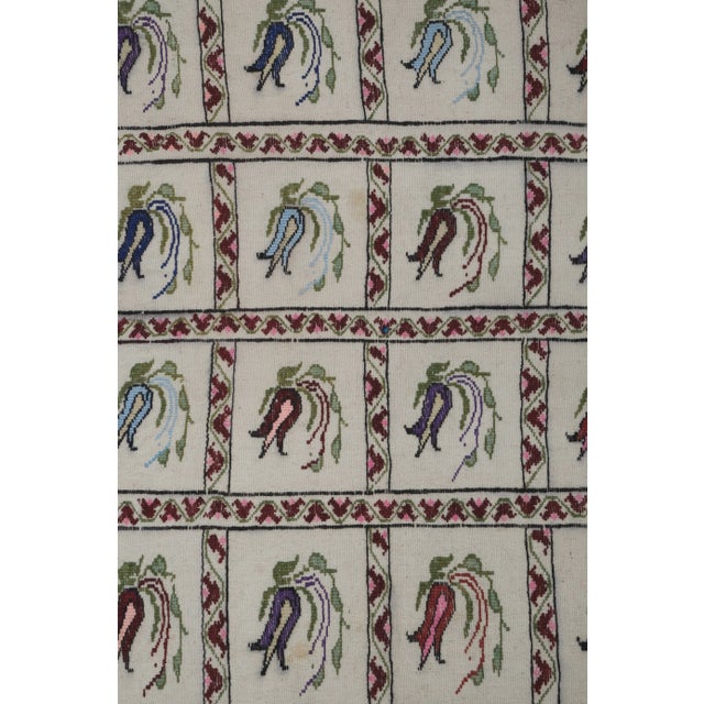 Vintage Aubusson Tulip Motif Kilim Rug For Sale - Image 11 of 13