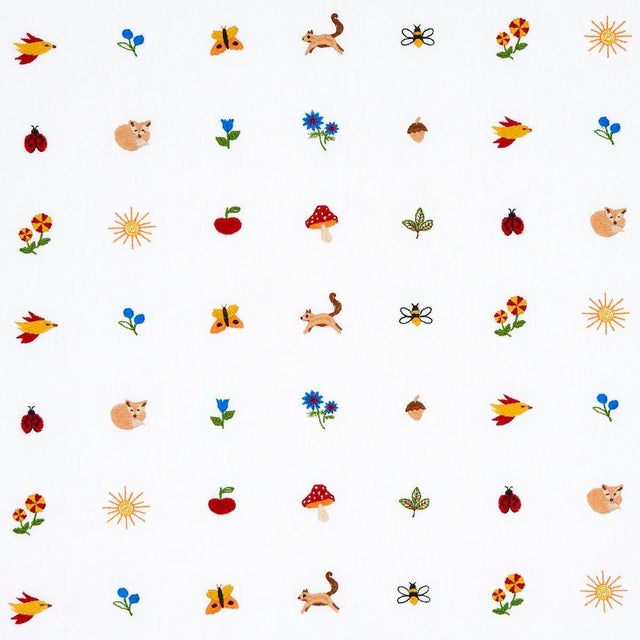 Sample - Schumacher Tiny Things Embroidery Fabric, Multi For Sale