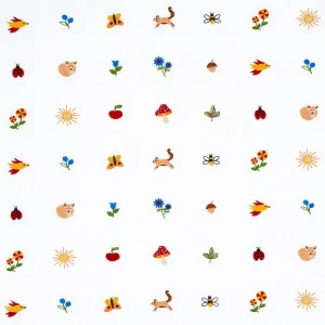 Sample - Schumacher Tiny Things Embroidery Fabric, Multi