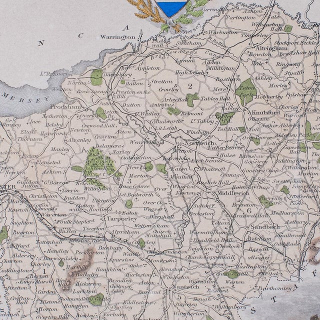 Cream Antique Cheshire County Map, English, Atlas Reproduction, Moule, Victorian, 1900 For Sale - Image 8 of 12