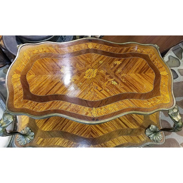 Wood Early 1900s French Louis XV Two Tier Tea Table For Sale - Image 7 of 7