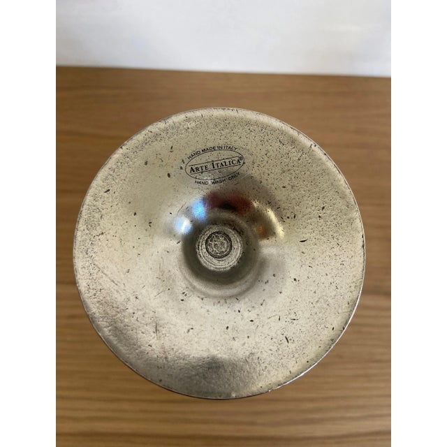 Traditional Vintage Arte Italica Verona Martini Glasses, Pewter Stems and Handblown Glass- Set of 2 For Sale - Image 3 of 3