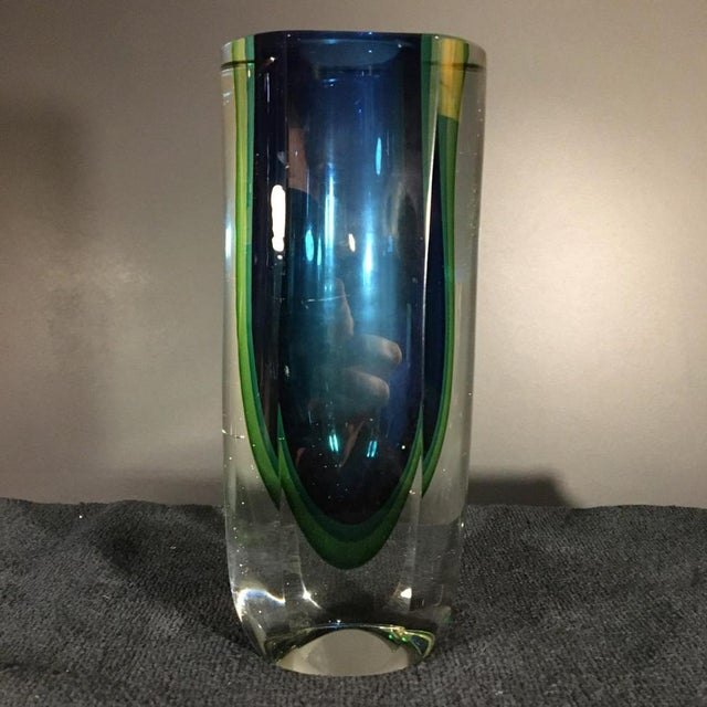 Blue and Green Sommerso Murano Glass Vase by Flavio Poli for Murano, 1960s For Sale - Image 5 of 14