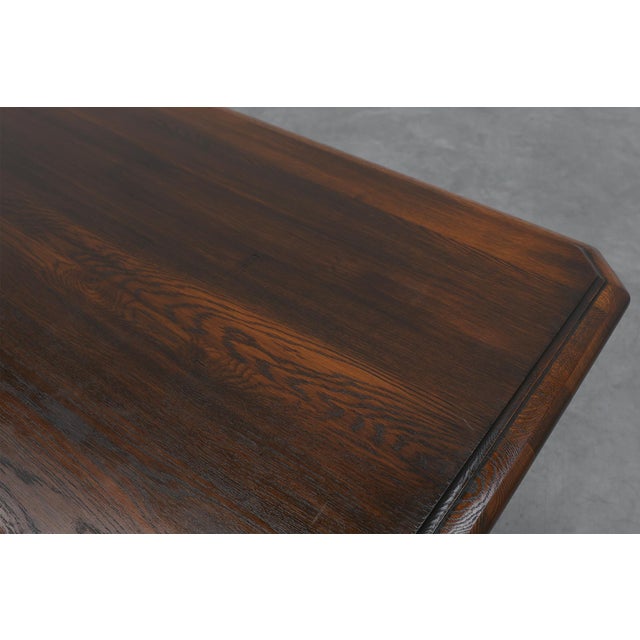 French Refectory Style Oak Dining Table with Turned Double Pedestal Base, 1950s For Sale - Image 12 of 14