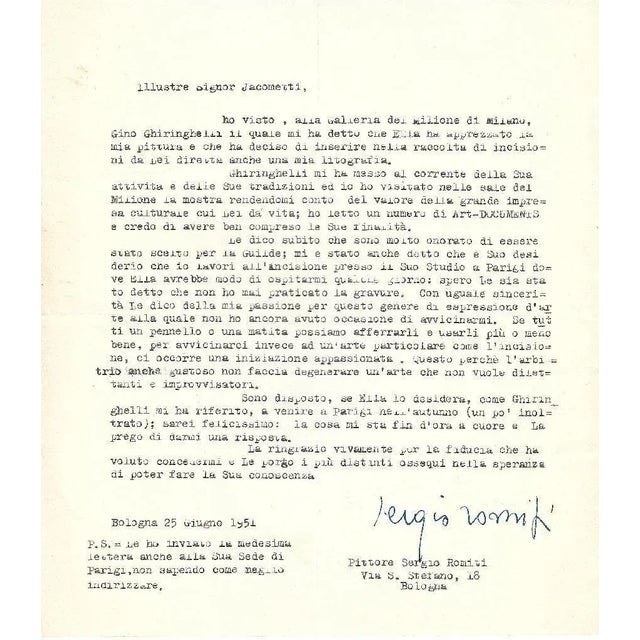 Early 21st Century Sergio Romiti - Typewritten Letters Signed to Jacometti Nesto - 1951 For Sale - Image 5 of 5