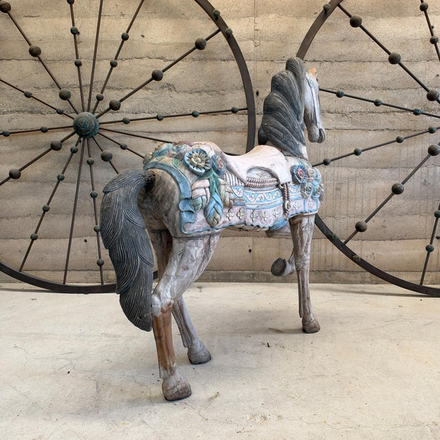 Continental Decorative Carousel Horse Hand Carved Circa 1900 55" Tall For Sale - Image 11 of 17