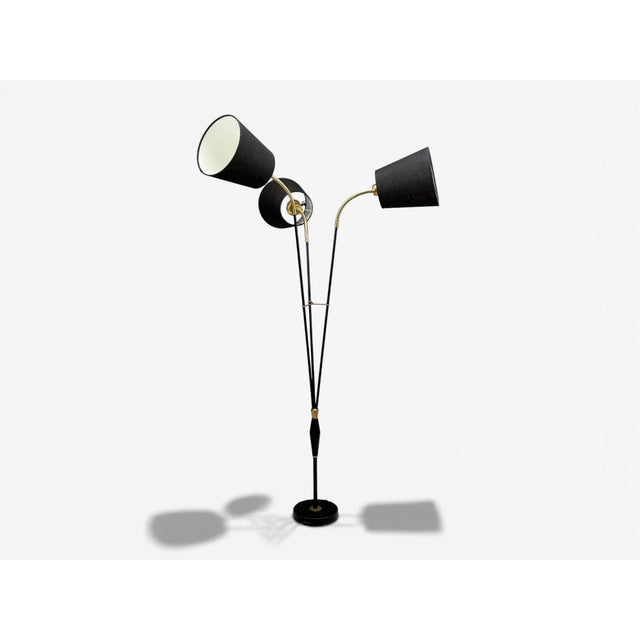 Ajh, Swedish Modern, Adjustable Floor Lamp, Metal, Brass, Sweden, 1950s For Sale - Image 4 of 15