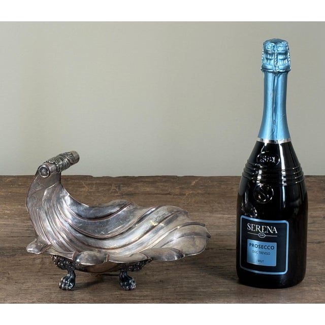 Silver Antique English Silver Plate Shell Form Compote / Serving Dish on Paw Feet For Sale - Image 8 of 12