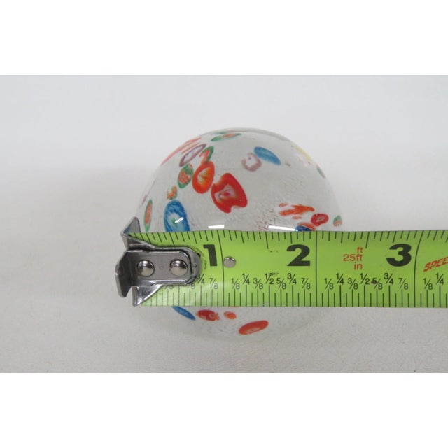 Mid Century Millefiori Art Glass Paperweight White Red Blue Green Orange 5129b For Sale - Image 10 of 14