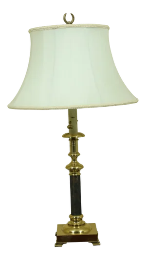 Regency Style Brass Table Lamp W. Shade