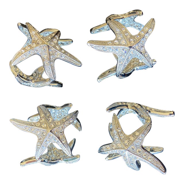 L’objet Platinum Starfish Napkin Rings - Set of 4 For Sale