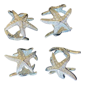 L’objet Platinum Starfish Napkin Rings - Set of 4