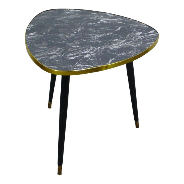 German Triangle Cocktail Table with Black Formica Top, 1950s For Sale
