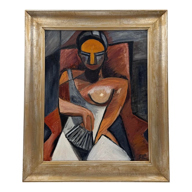 Signed Original Cubist-Style Oil Painting For Sale