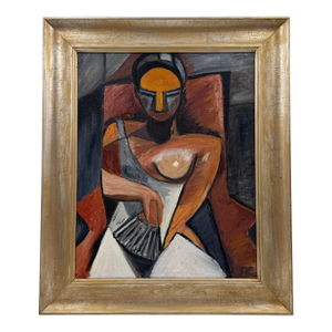 Signed Original Cubist-Style Oil Painting