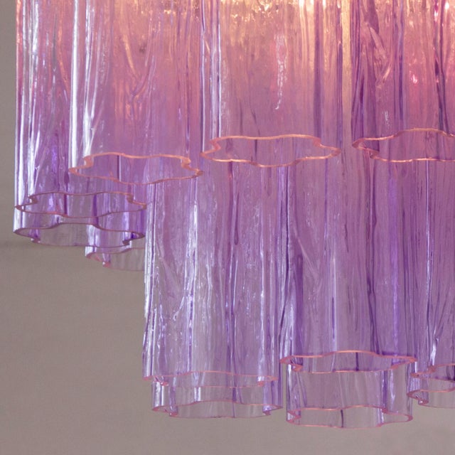 Gold Ceiling Light with Wisteria Purple Murano Glass, Italy, 1990s For Sale - Image 8 of 11