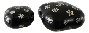Vintage Chinese Black Lacquer Box Mother of Pearl Inlay Box Set of Two Square