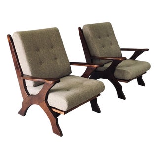 Rustic X Frame Lounge Chairs, Belgium, 1950s, Set of 2 For Sale