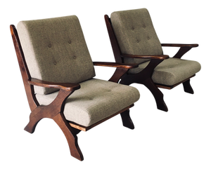 Rustic X Frame Lounge Chairs, Belgium, 1950s, Set of 2