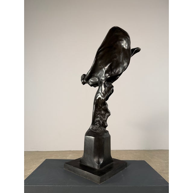 Ebony Spirit of Ecstasy Bronze Sculpture, Signed Charles – 27” H Rolls-Royce Inspired Figure For Sale - Image 8 of 10