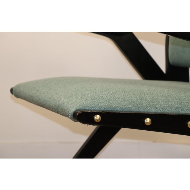 Vintage Armchair in Black Wood and Fabric, 1960s For Sale - Image 15 of 18