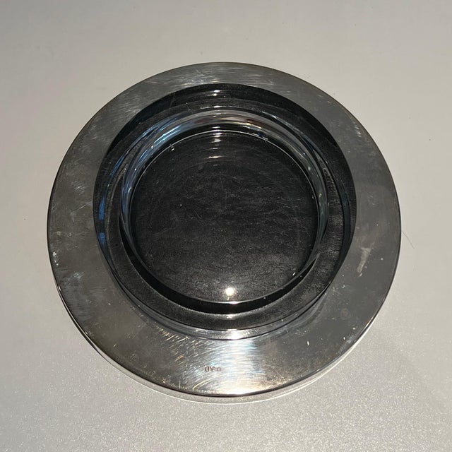 Mid-Century Modern Round tray on a chrome base. French work. Circa 1970. For Sale - Image 3 of 12