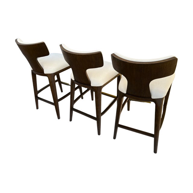 2020s Rh Ligné Fabric Counter Stools — Set of 3 For Sale - Image 5 of 15