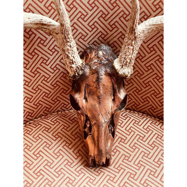 Authentic Large Decorative Copper Coated Deer Skull Rustic Cabin Decor Art For Sale - Image 10 of 11