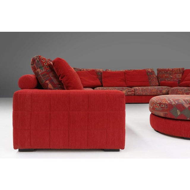 Modular Sofa in Red and Patterned Upholstery from Roche Bobois, France, 1980s For Sale - Image 9 of 18