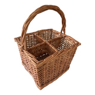 French Wicker Wine Caddy For Sale