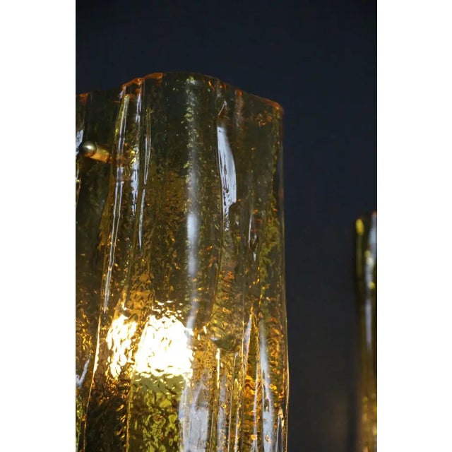 Golden Square Murano Glass Sconces in the style of Mazzega, 1980s, Set of 2 For Sale - Image 3 of 16