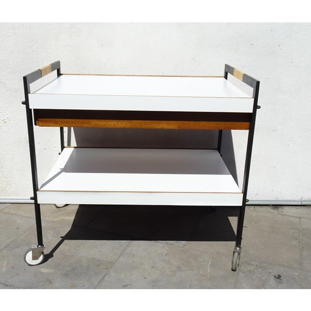 Mid-Century Modern Minimalist Austrian Bar Cart attributed to Carl Auböck, 1960 For Sale - Image 3 of 18