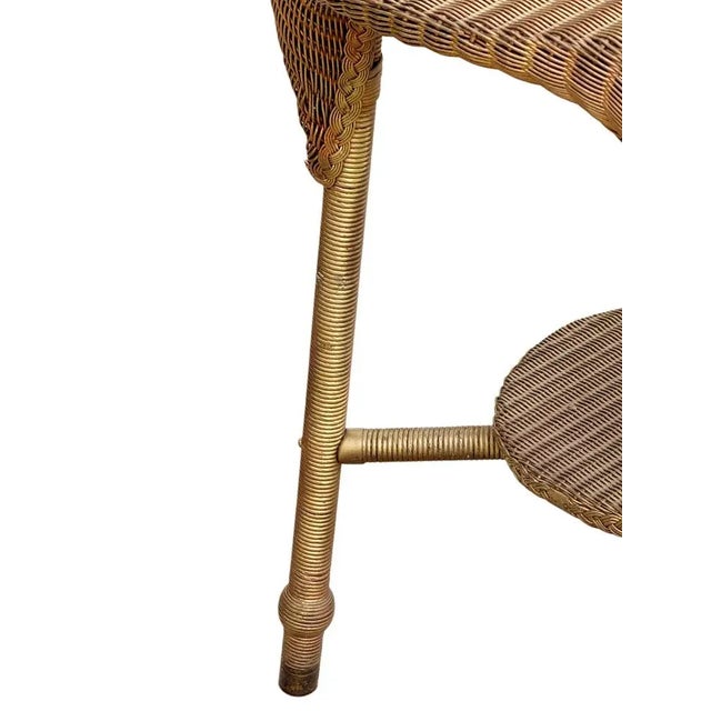 1930s English 2-Tier Occasional Table with Brass-Capped Feet attributed to Lloyd Loom, 1930s For Sale - Image 5 of 12