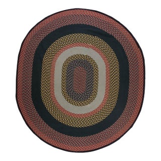 1980s Multicolor Classic Vintage Braided American Rug Oval 10'x11'4" Carpet For Sale