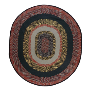 1980s Multicolor Classic Vintage Braided American Rug Oval 10'x11'4" Carpet
