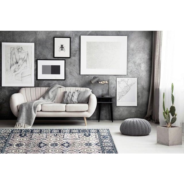 Gray 6x9 Gray Hand-Knotted Wool Symmetrical Floral Classic Traditional Carpet Rug For Sale - Image 8 of 8