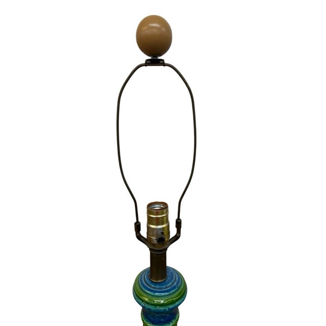 Mid 20th Century VTG Mid-Century Modern Turquoise Blue Bitossi Table Lamp Italian Pottery - Works For Sale - Image 5 of 8