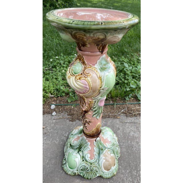 Antique Royal Bonn Art Nouveau Majolica Pedestal For Sale - Image 6 of 9
